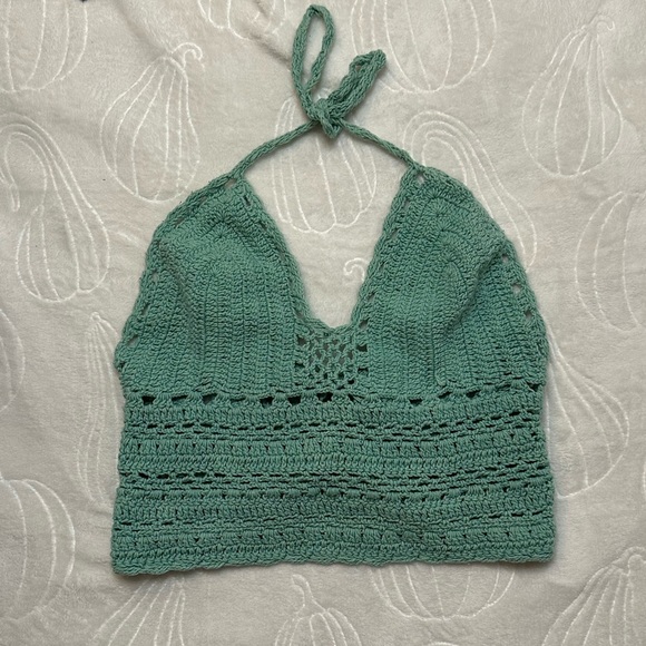 Handmade Crotchet Festival Top Blue Size Small / Medium - Picture 2 of 6